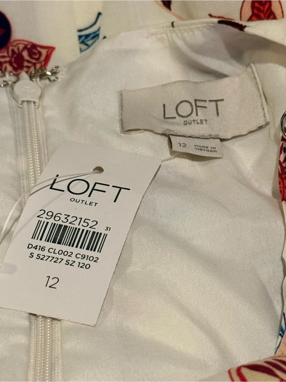 LOFT Cream Floral Spaghetti-Strap Mini Dress Size 12